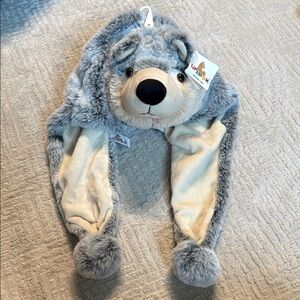 *Free* NWT Unipak Gray and Cream Plush Wolf Hat